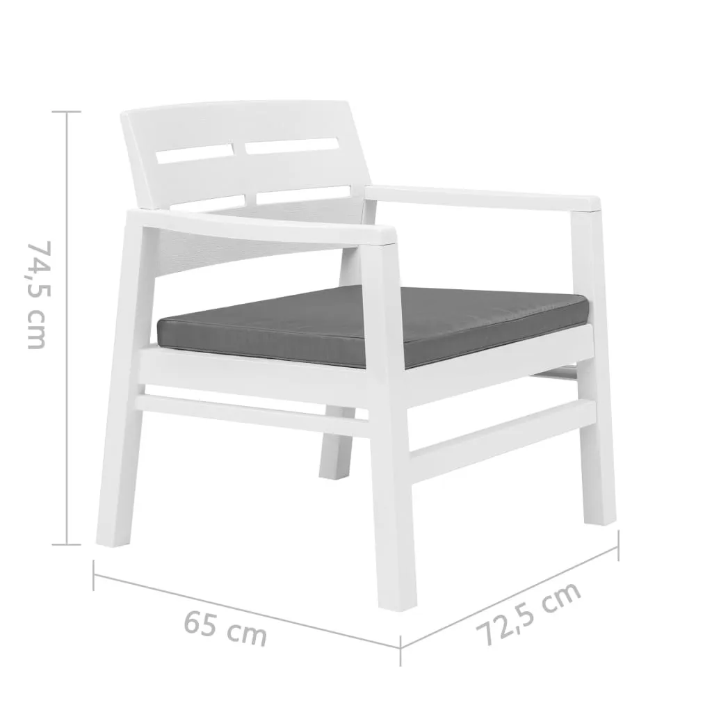 Salon de balcon vidaXL 3 pièces en plastique blanc - Ensemble table chaises - 13