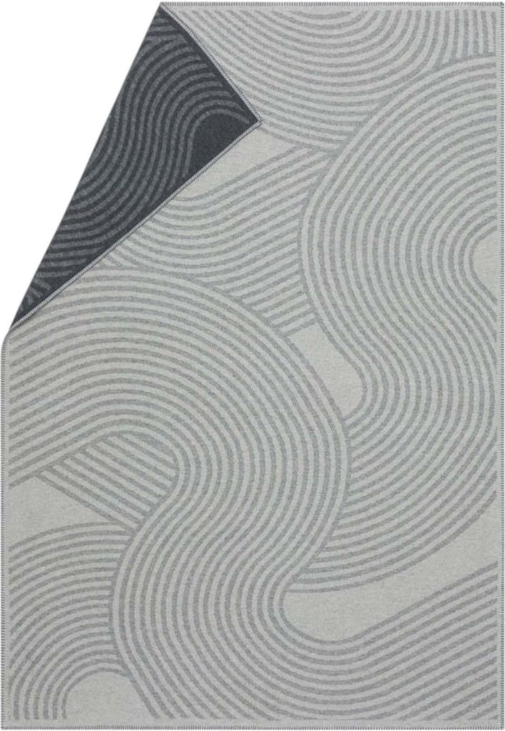 A close-up view of a folded blanket with a wavy pattern.