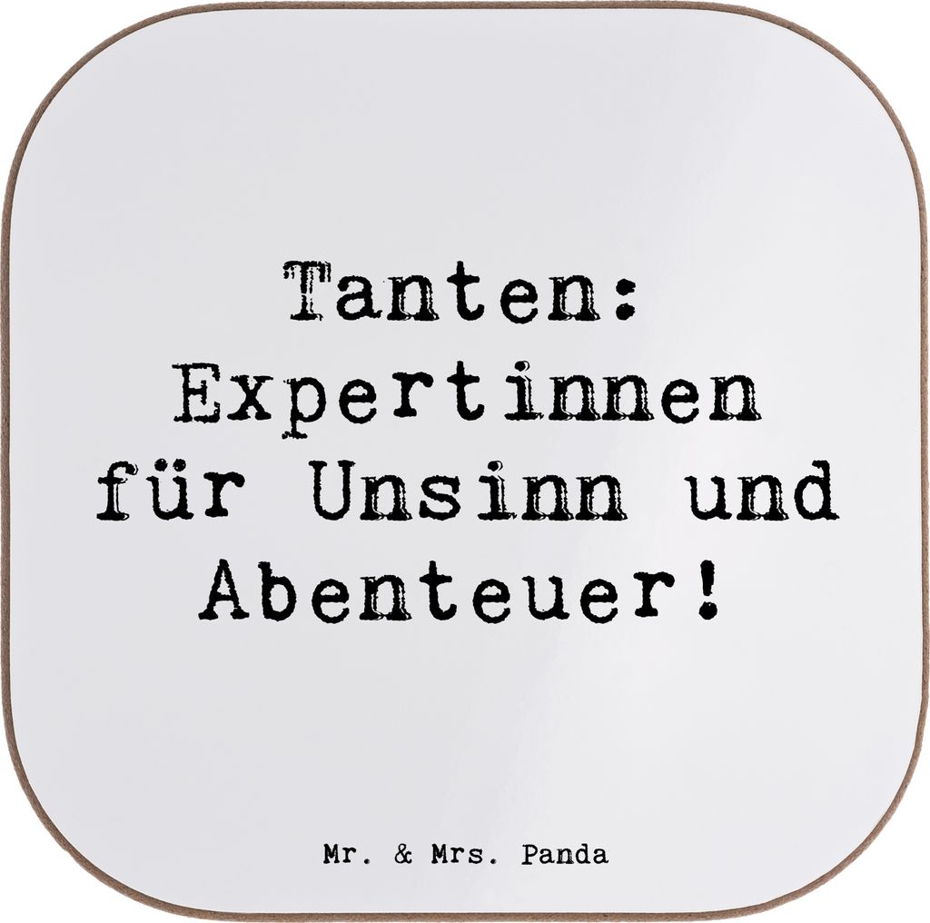 Mr. & Mrs. Panda Glasuntersetzer bedruckt Tante Abenteuer - Weiß - Geschenk, untersetzer, Bieruntersetzer personalisiert, Neffe, Personalisierte, ...