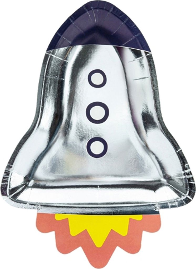 Raketen-Pappteller 6 Stück bunt 21,5 x 29,5 cm - Einheitsgröße