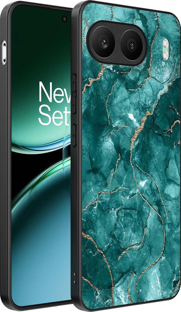 Smartphonica Phone Case Fit für OnePlus Nord 4 mit Marmor-Druck - TPU zurück Abdeckung Fall Marmor-Design - Gold Grün
