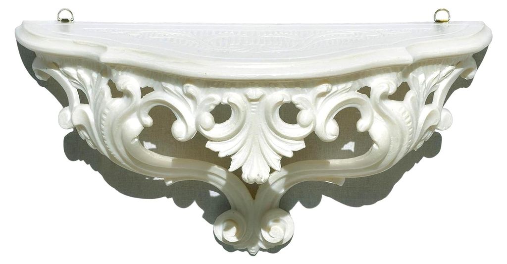 Wandkonsole im venezianischen Barock-Stil, Vintage, Shabby Chic, 38,5 x 20 x 15,5 cm (Weiß)