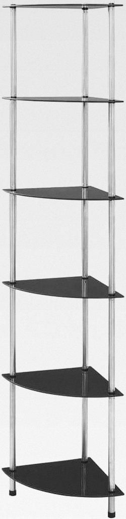 Regal mit 6 Ablagen Schwarz 30x30x160 cm Hartglas Lagerregal für Garage, Abstellraum, Kellerregal