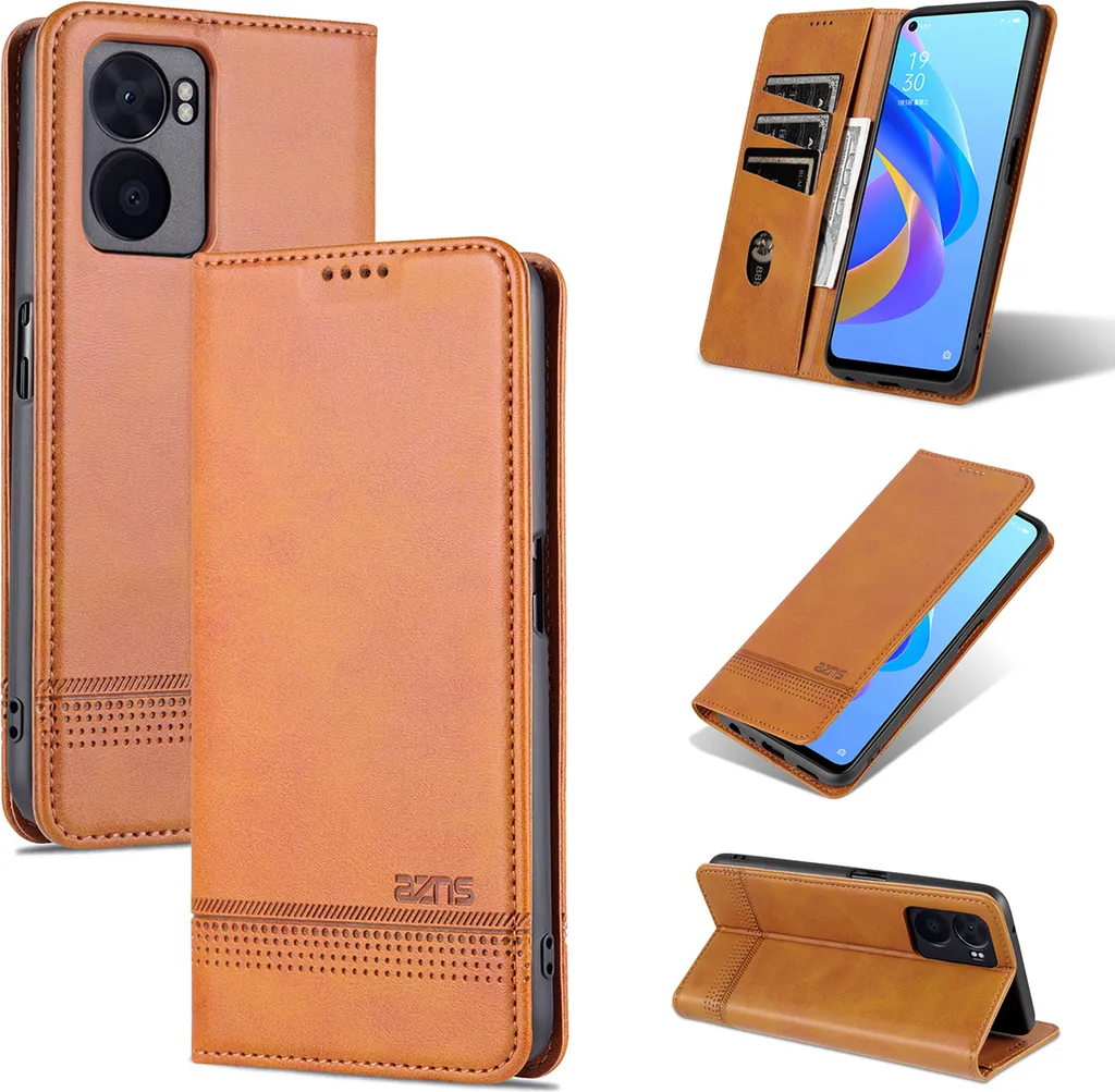 Custodia Anti-urto Oppo A57 5G: Portafoglio in Pelle Gialla