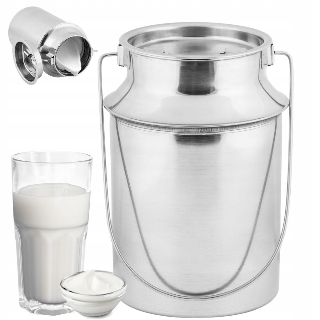Milchkanne Edelstahl 1,5L mit Steckdeckel und Tragebügel Produktbild 