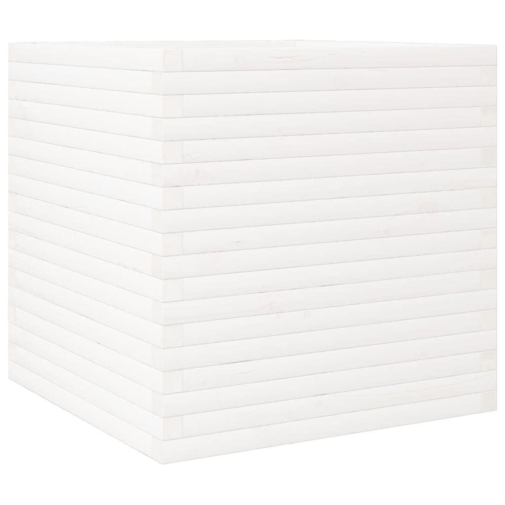 vidaXL Pflanzkübel Weiß 70x70x68,5 cm Massivholz Kiefer