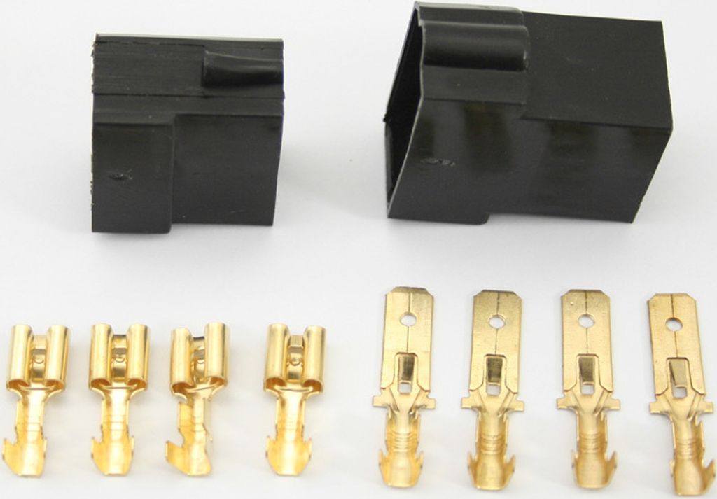 Universal 4 poliger vier Kontakt Stecker Anschlussstecker 12 24 Volt KFZ PKW LKW Motorrad Trecker Oldtimer usw.