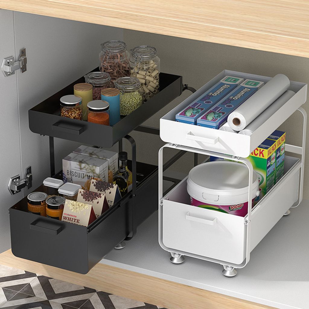 2*Küchenregal mit 2 Korb-Auszügen Unterschrankregal Gewürzregal