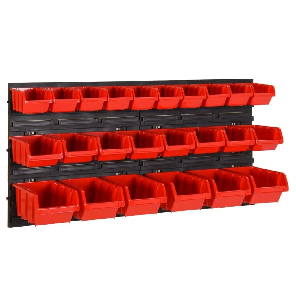 Best Möbel Vetrina 26 pezzi Scatole impilabili Scaffale a muro rosso e nero 77x39cm Polipropilene - Cassettiere CL4260543 1pacco