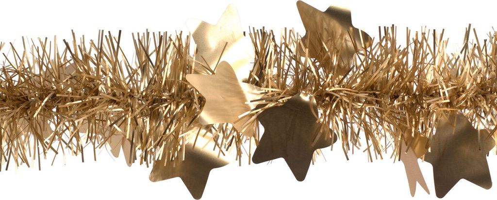 Weihnachtsgirlande Lametta mit großen Sternen 9cm x 2m gold Produktbild 