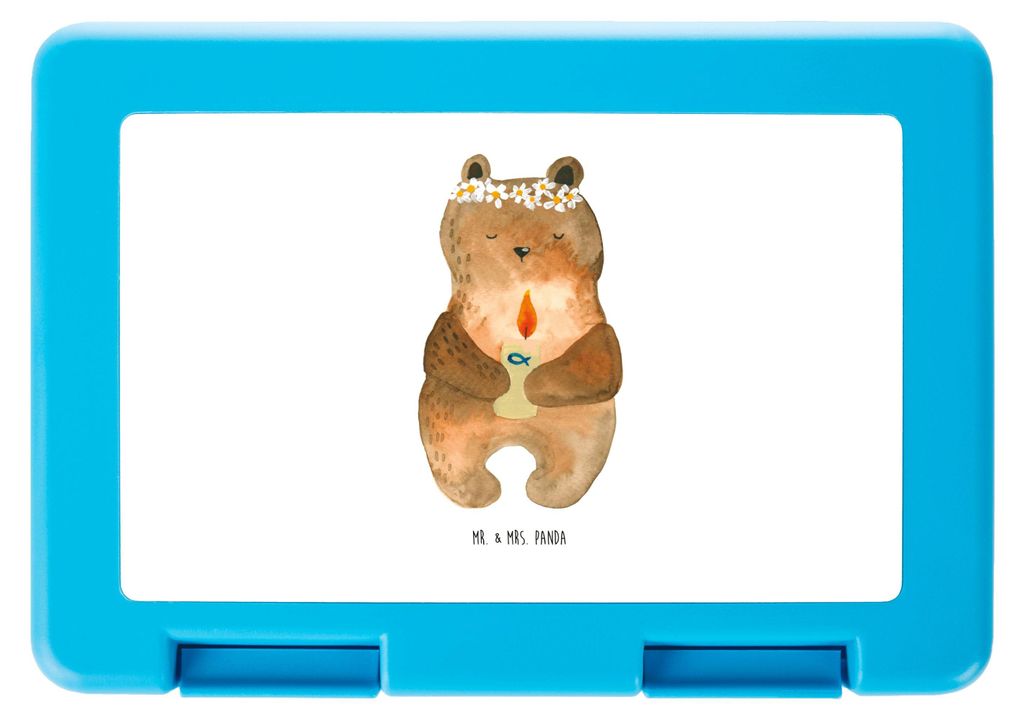 Mr. & Mrs. Panda Bento Box Bär Kommunion - Weiß - Geschenk, Teddy, Essensbox, Bentobox, Lebensmittel Aufbewahrungsbox, Gottes Segen, Taufkerze, L...