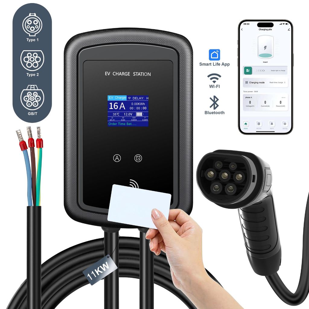 Tekoo EV Ladegerät 11kW Wallbox, 3-Phasig, Typ 2, App & RFID, Wallbox