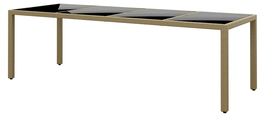 Gartentisch mit Glasplatte aus Poly Rattan