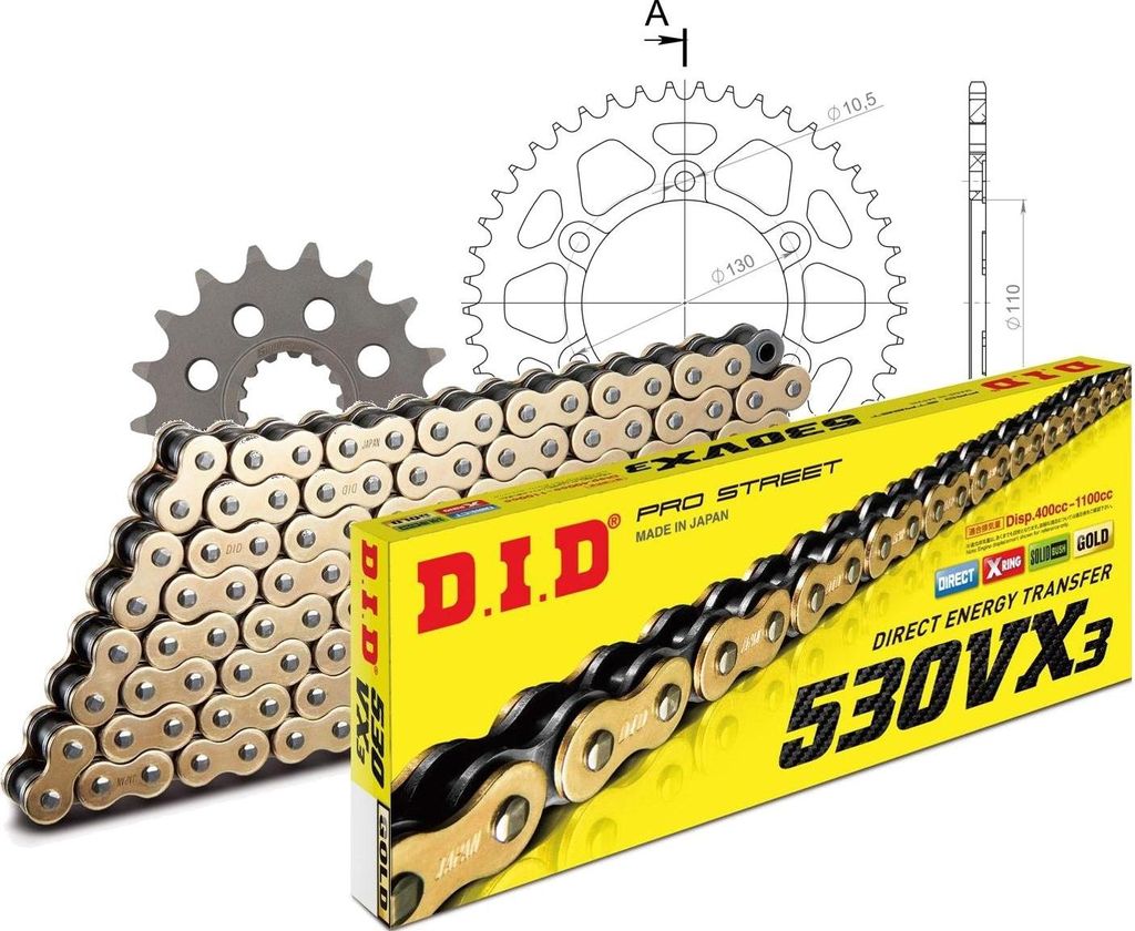 DID Kit Alu (schwarz) Kompatibel mit Yamaha FZ1 /Fazer N/NA 06-15 17-45-122 DID530VX3(G&B) Niet