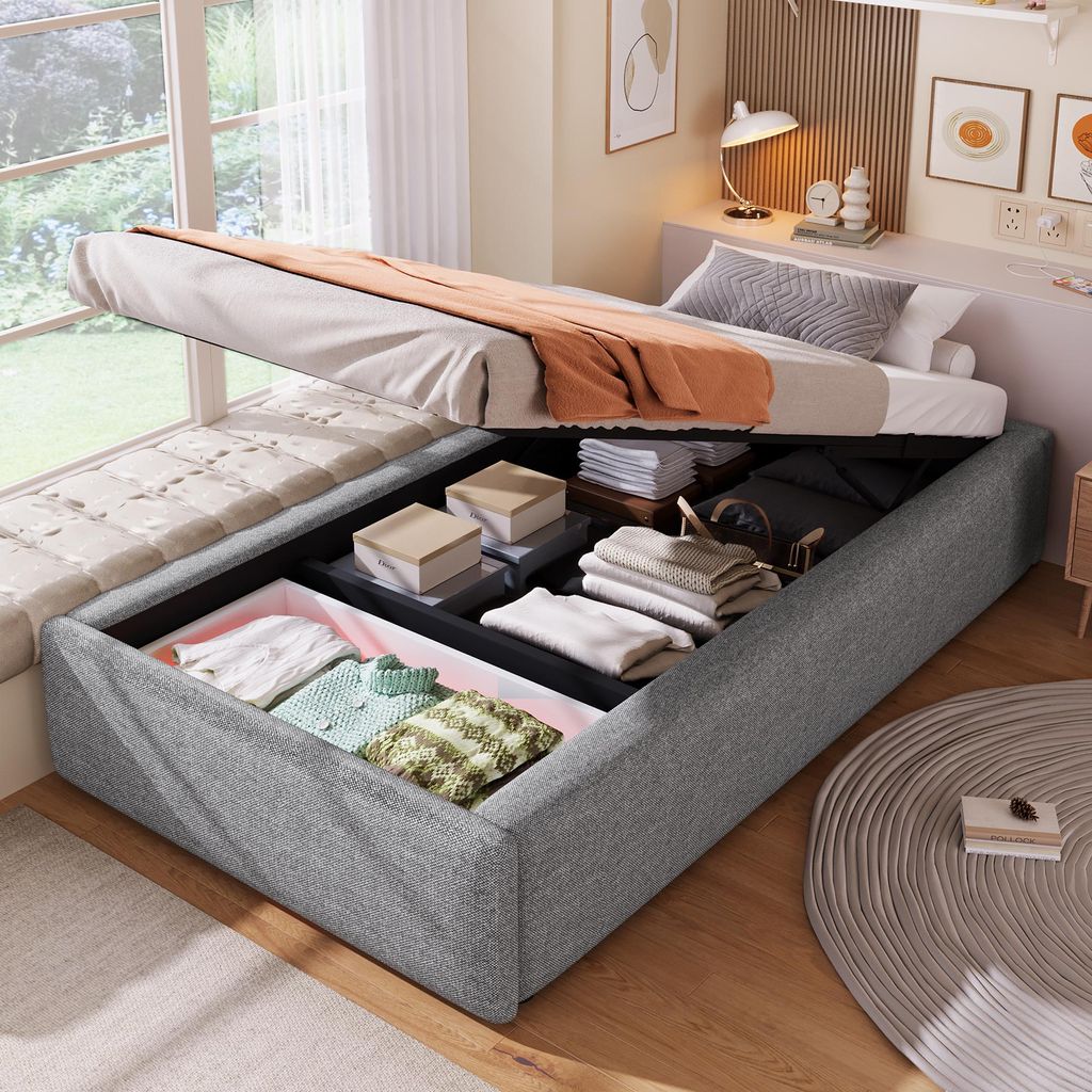 Letto imbottito Flieks 90x200 cm con cassetto, letto Immagine del prodotto 