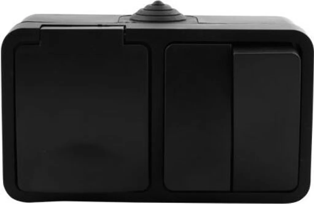 Prise combinée en saillie noir mat - Design compact série élégance