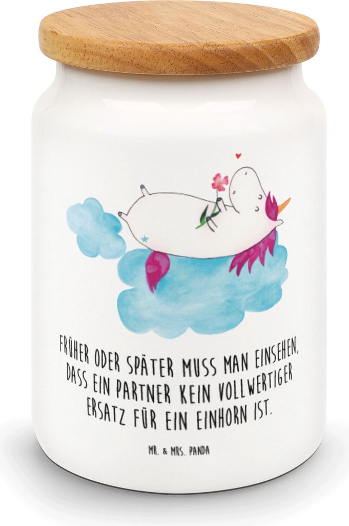 Mr. & Mrs. Panda müslidose Einhorn Verliebt - Weiß - Geschenk, Kaffeedose, Teedose, Liebe, Vorratsbehälter, tee behälter, Wolke, Einhörner, Do...