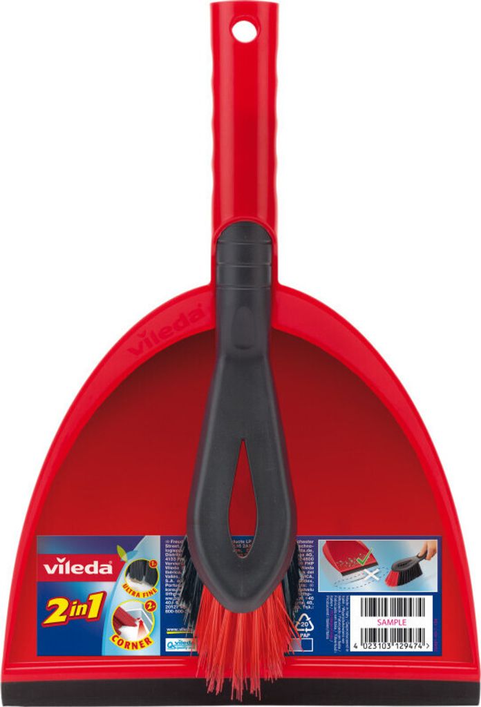 Sada na zametání Vileda, lopatka a smetáček, barva červená Obrázek produktu