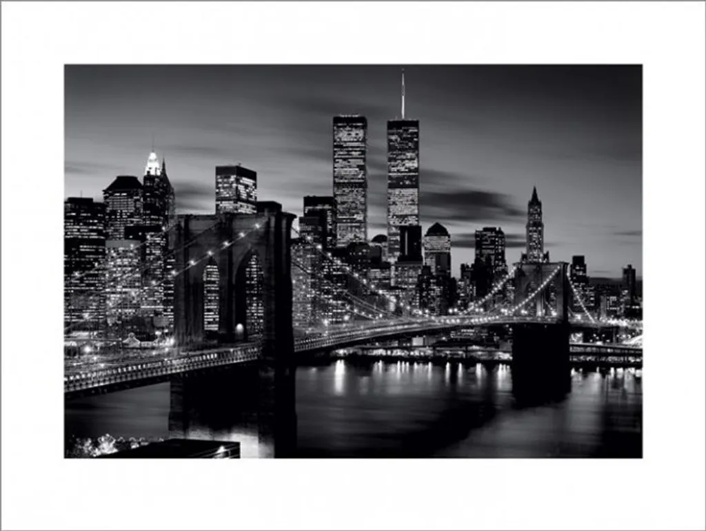 Brooklyn Bridge Impression d'art B&W - Tableau New York 80x60 cm