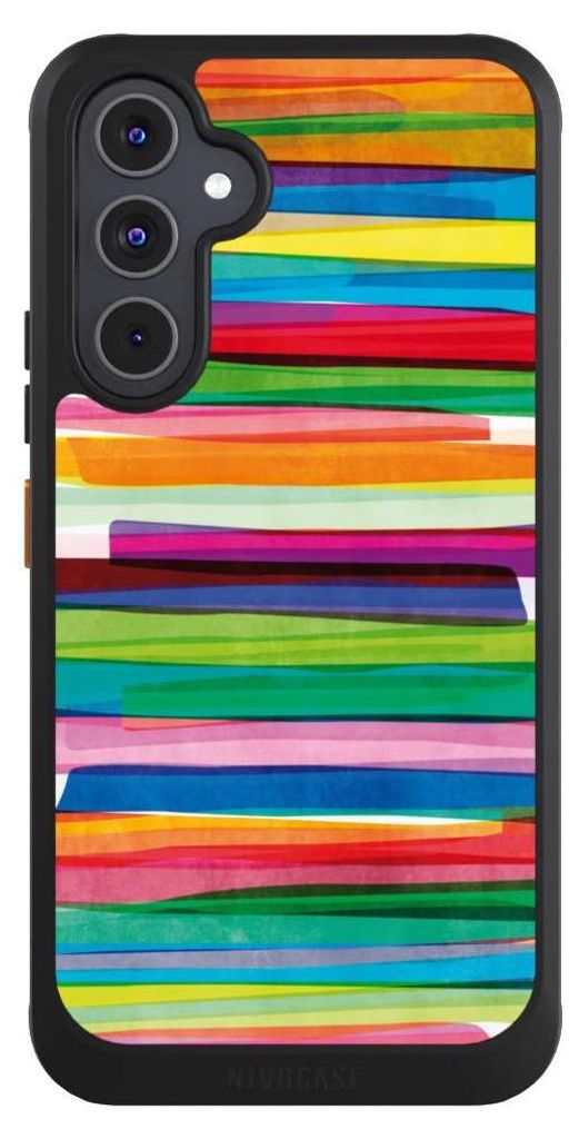 NIVOCASE Hülle für Samsung Galaxy A54 5G Handyhülle NIVOcore Case Schwarz Streifen Wasserfarbe bunt