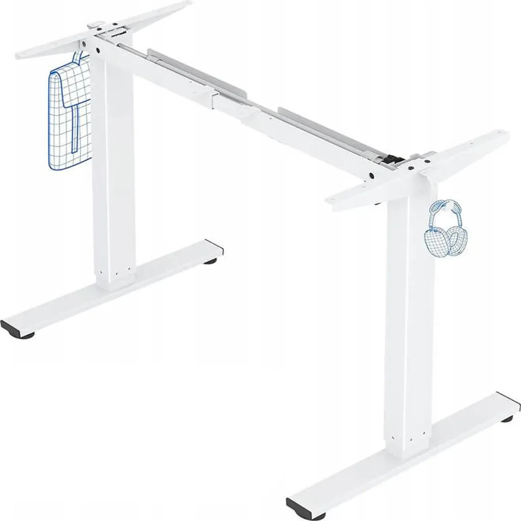 Bureau assis debout électrique sans plateau blanc structure acier
