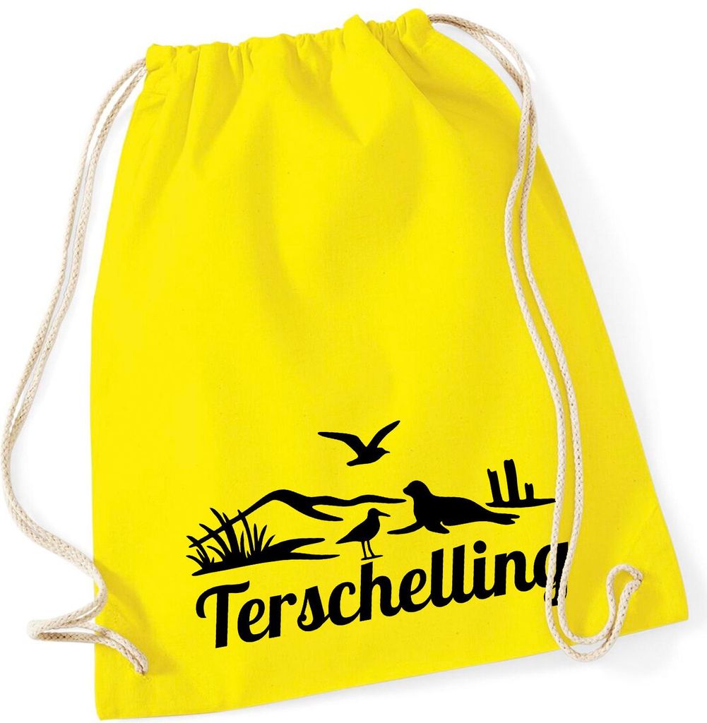 Huuraa Turnbeutel Terschelling Niederlande 12 Liter Yellow Baumwolle Rucksack Geschenkidee