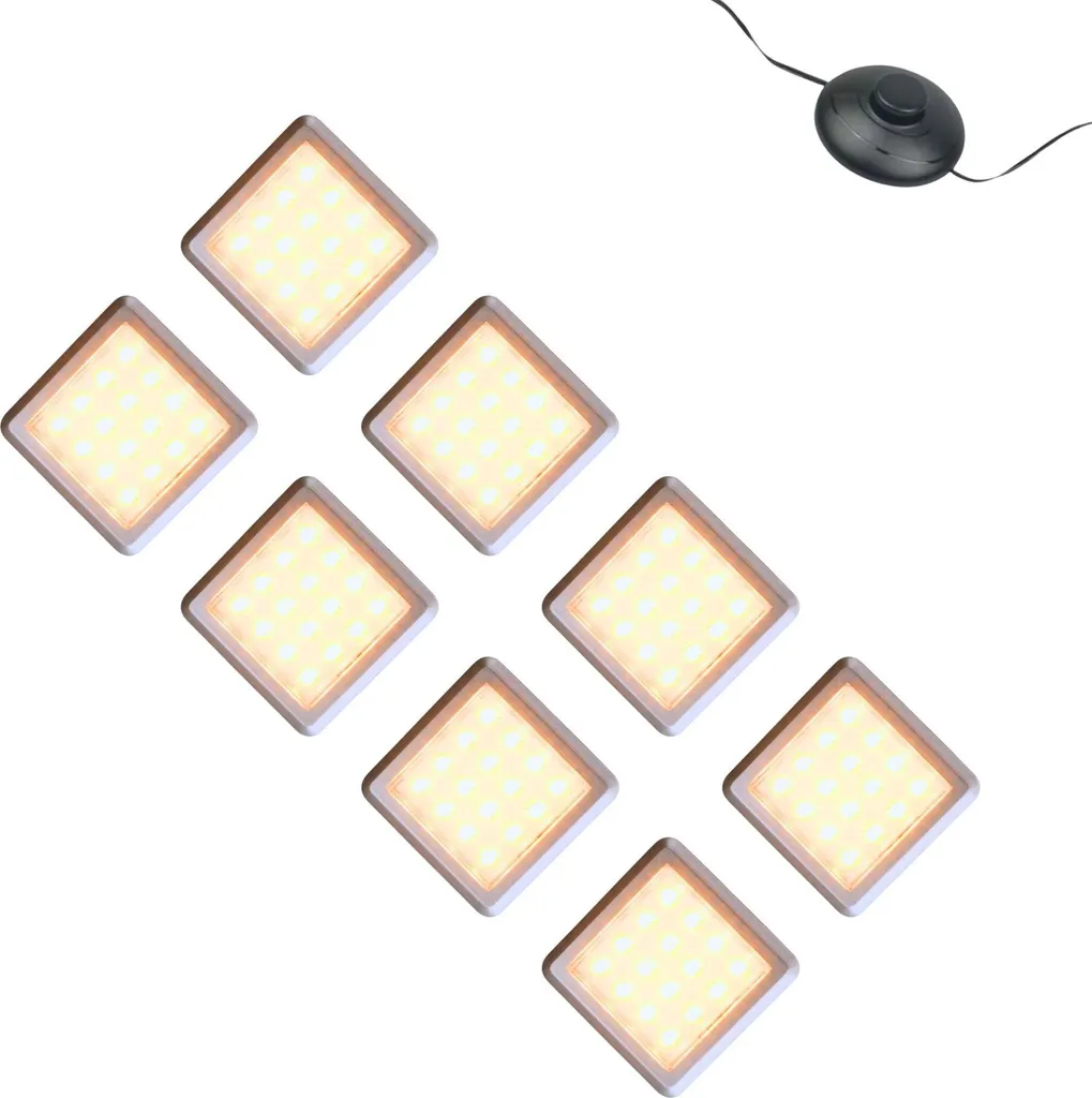 Luminaire de Vitrine LED Blanc Chaud Set de 8 Lampes 12V pour Bibliothèque