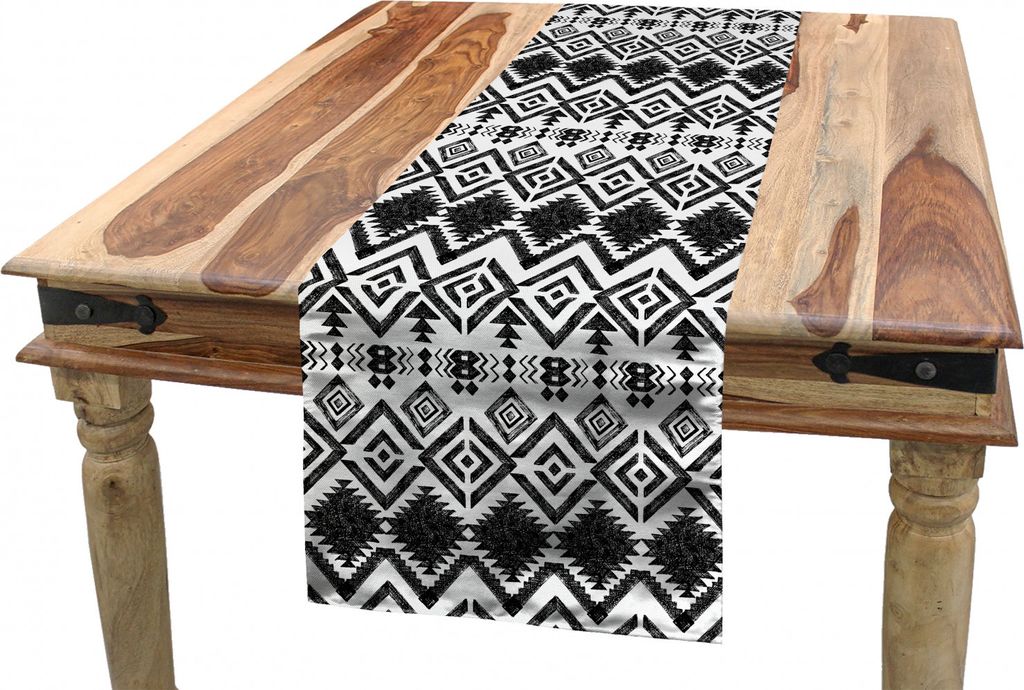ABAKUHAUS Geometrisch Tischläufer, Modern Line Zig Zag, Esszimmer Küche Rechteckiger Dekorativer Tischläufer, 40 x 300 cm, Schwarz und weiß