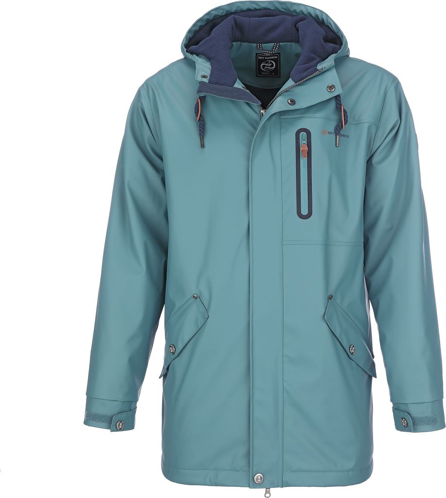 Dry Fashion Herren Regenjacke Bergen - Herrenjacke Regenmantel Männer Jacke Gefüttert Winddicht Wasserdicht in Petrol Größe M