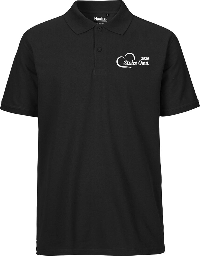 Huuraa Herren Polo Shirt Stolze Oma 2026 Herz M Black Bio Baumwolle Fairtrade Poloshirt Geschenkidee