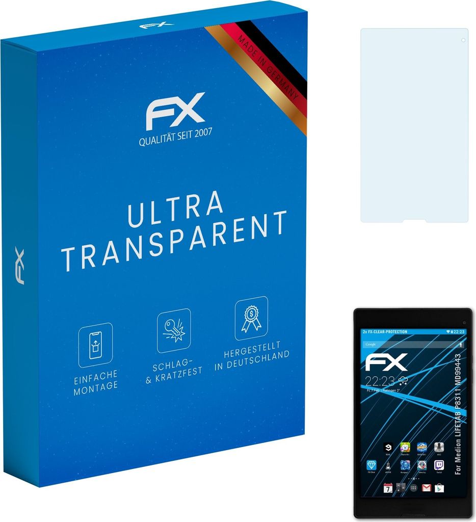 atFoliX FX-Clear 2x Schutzfolie kompatibel mit Medion LIFETAB P8311 (MD99443) Displayschutzfolie