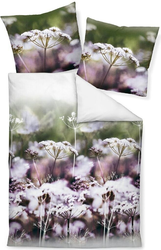 Janine Mako-Satin Bettwäsche Modern Art traube-grün 42023-05 aus 100% Baumwolle , Größe:135x200 cm + 80x80 cm