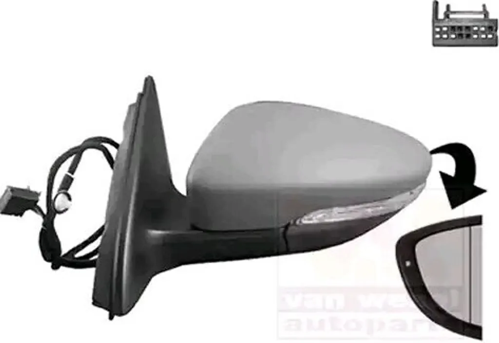 Rétroviseur gauche pour VW Jetta IV 2010-2018 - Dégivrant et angle mort réduit