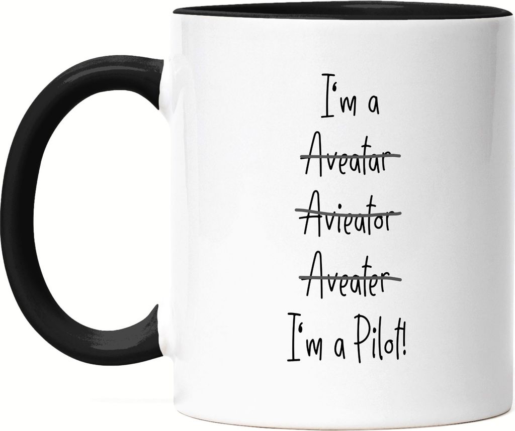 I'm A Pilot Tasse Schwarz Pilot Flugzeug Helikopter Lustige Produktbild 