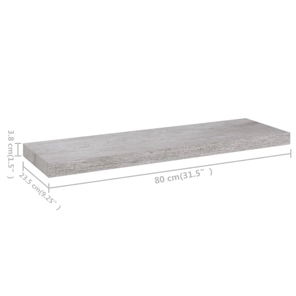 Scaffale di Design Grigio Cemento 80x23,5 cm - Eleganza MDF - 7