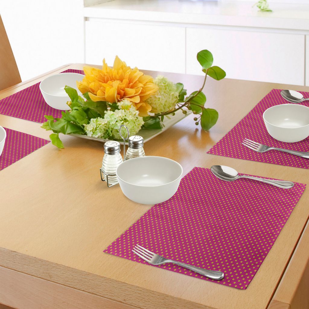ABAKUHAUS Mädchen Platzmatten, Retro Polka Dots Vintage strukturierten klassischen schönen weiblichen nostalgischen Design, Tiscjdeco aus Farbfes...