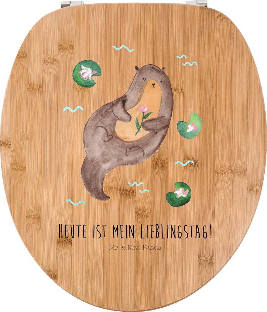 Mr. & Mrs. Panda Toilettendeckel Otter Seerose - Transparent - Geschenk, Fluss, WC-Sitz, Wasser, Klodeckel, holz wc sitz, Lieblingstag, Seeotter, k...