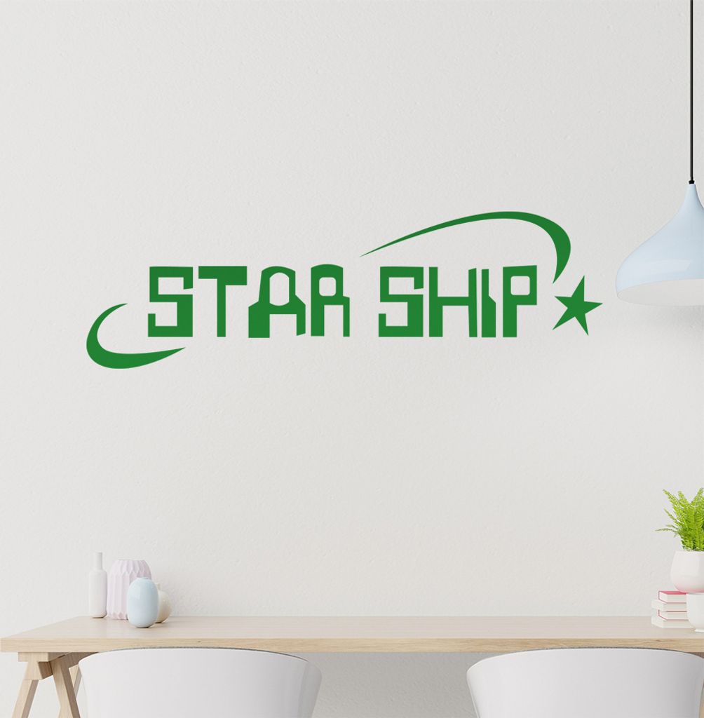 Star Ship Wandtattoo in 6 Größen - Wandaufkleber Wall Sticker - Dekoration, Küche, Wohnzimmer, Schlafzimmer, Badezimmer