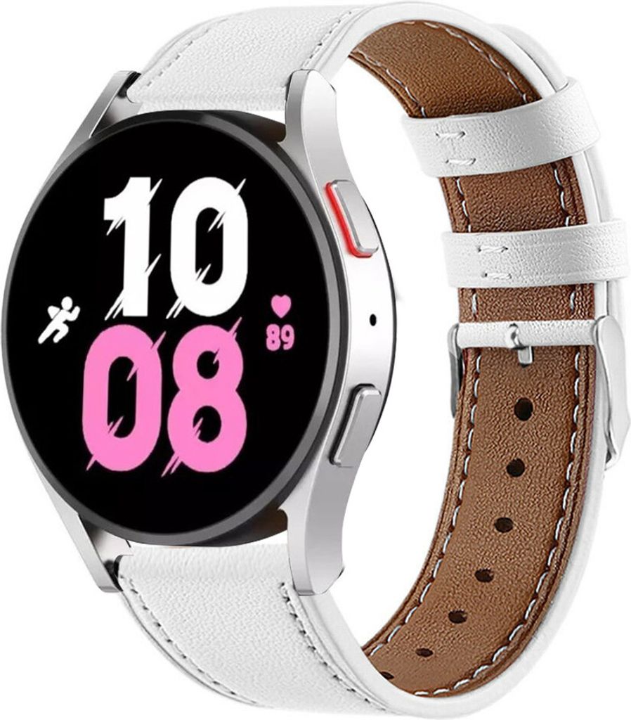 Strap-it Samsung Galaxy Watch 5 - 44mm Lederarmband (Weiß)