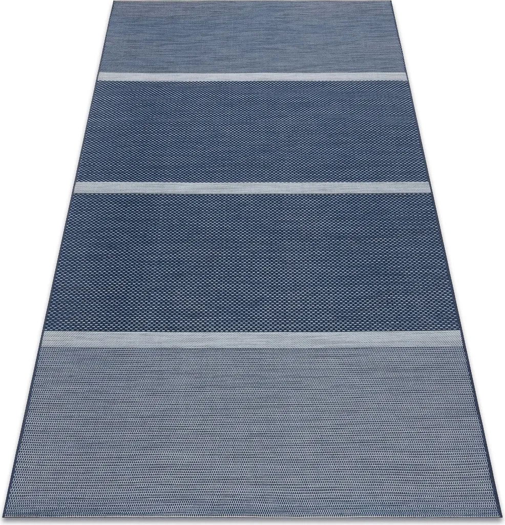 Grand Tapis de Salon à Rayures Bleues en Corde Plate Sizal 200x290 cm