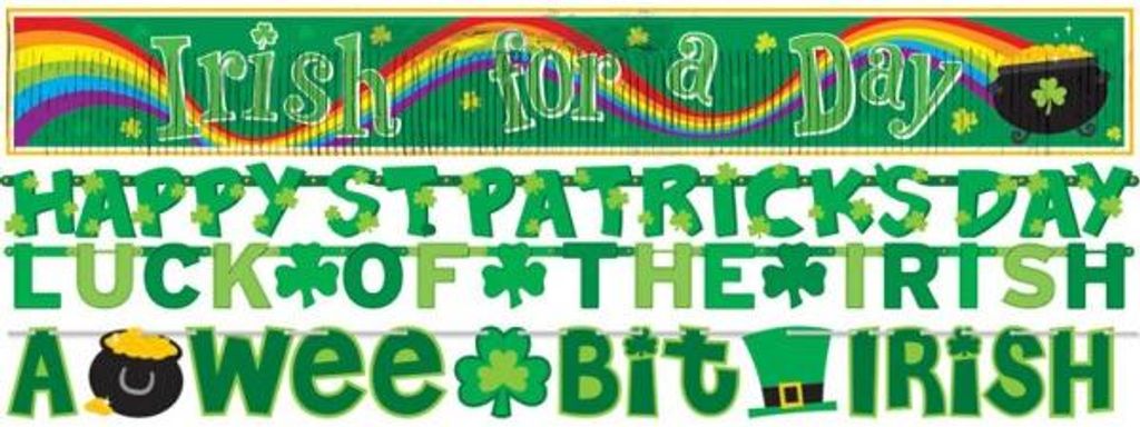 4er Set St. Patrick's Day Girlanden mit verschiedenen Sprüchen und Längen
