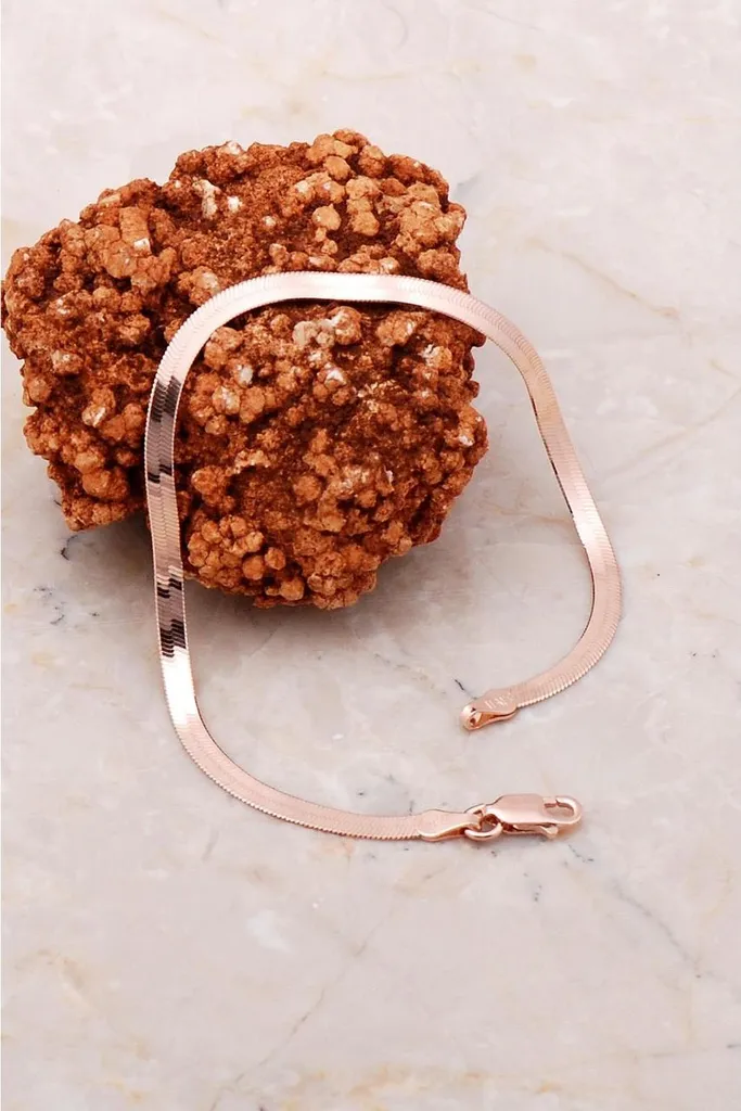 Bracelet gourmette argent 925 plat : confort sans irritation or rose