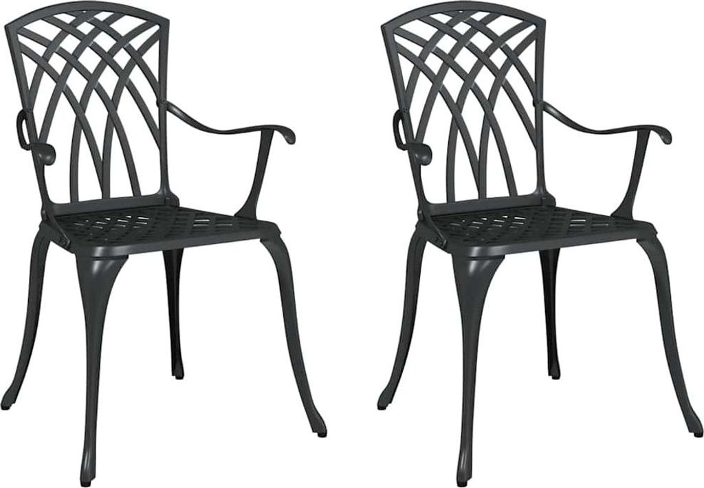 (Robust Möbel)Stuhl Terrasse - Gartenstuhl 2er set - Balkonmöbel - Campingstuhl elegantes Design - Schwarz 53x51x88,5cm Aluminium - 53x51x88,...