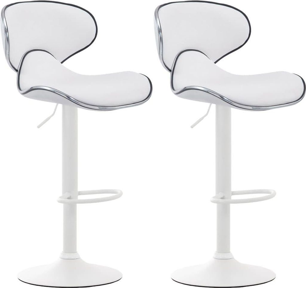 2-teiliges Barhocker-Set - Hochhocker - Bequeme Sitzposition, Kunstleder | Farbe: Weiß | Grundfarbe: weiß