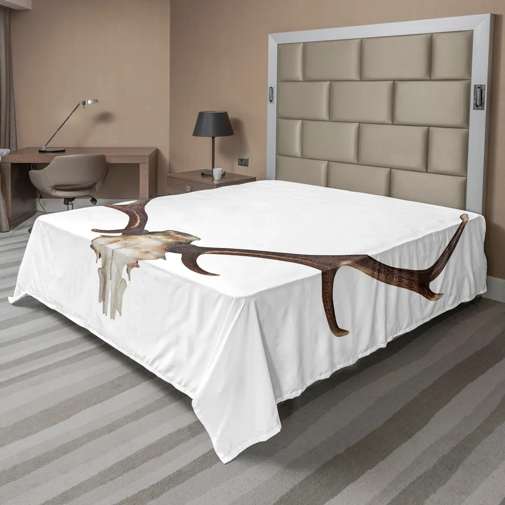 Drap de lit supérieur imprimé bois de cerf 260 x 228 cm style chasseur