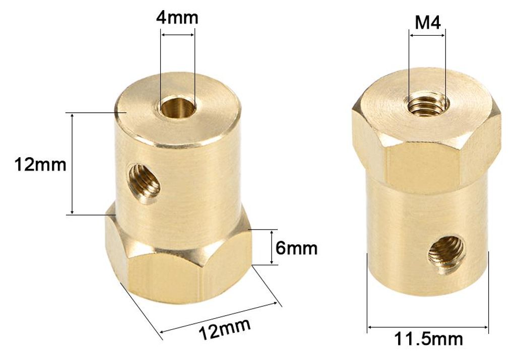8Stk.Sechskantkupplung 4mm Bohrungsmotor Sechskant Messing Wellenkupplung Flexibler Stecker fš¹r Autor?der Reifen Wellenmotor