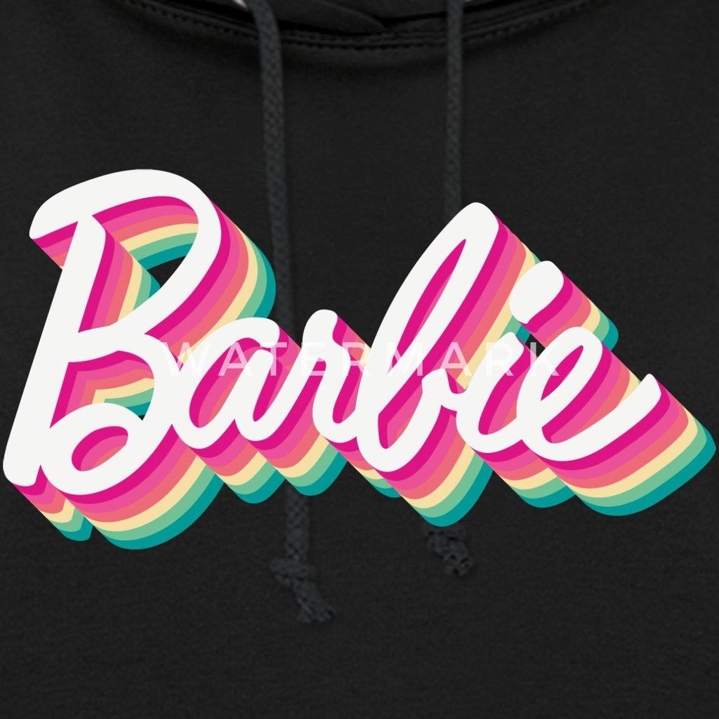 Spreadshirt Barbie Buntes Logo Damen Hoodie, XXL, Schwarz