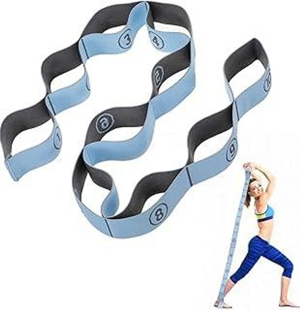 TIESOME Yoga Stretching Strap,Yoga Stretch Gurt mit 10 Schleifen 120cm Fitnessbänder Band Dehnungsband Joga Zubehör Hochelastischer Gymnastikband...