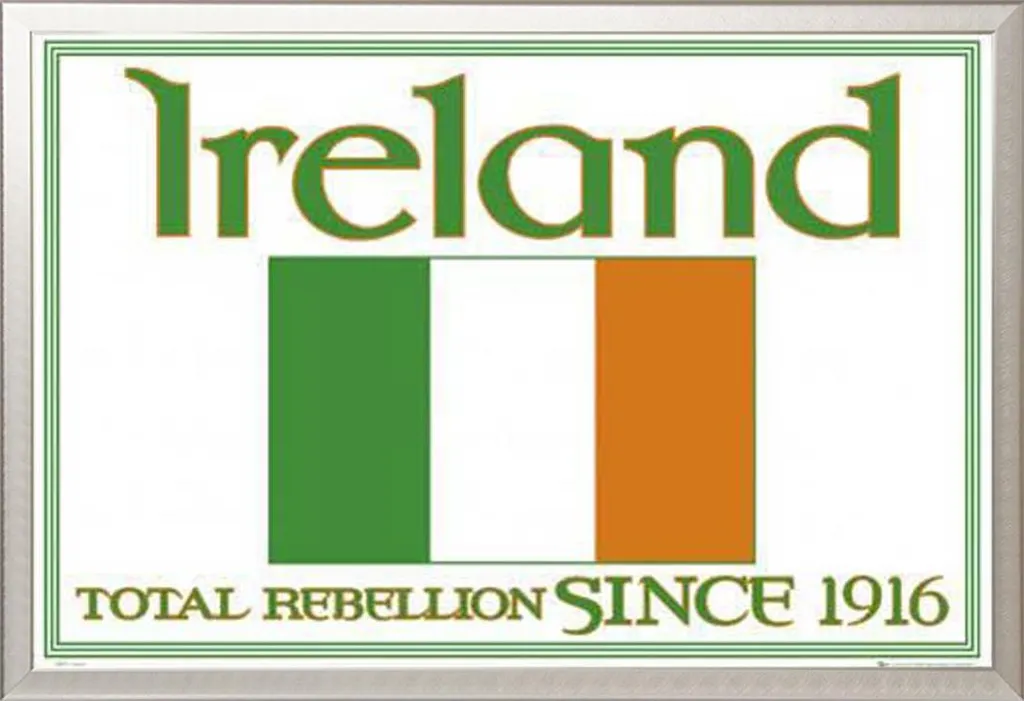 Calcio - Poster - Irlanda 1916 + cornice rimovibile, Shinsuke® Maxi alluminio argento, vetro acrilico