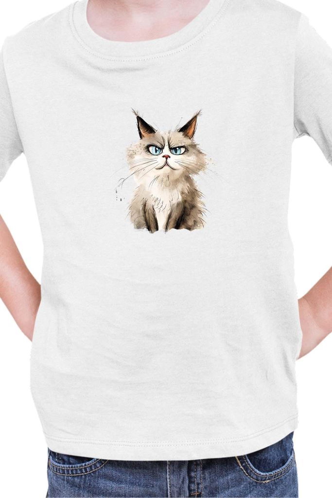 Kinder T-Shirt Funny Cats Breeds Ragdoll Cat, 9-11 Jahr - 140 / Weiß